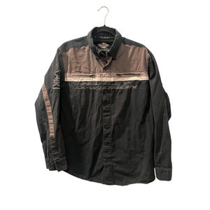 Harley Davidson Vinta Shirt Jacket Size Large Button Down Biker Embroidered Mens